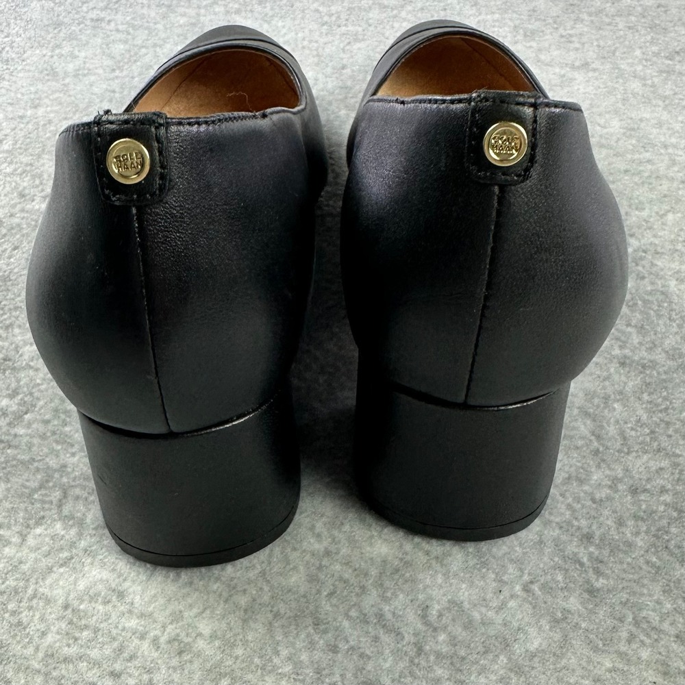 Cole Haan W16074 The Go-To Black Waterproof Leather Block Heel Pumps Women's 7.5 - Picture 2 of 7